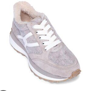 Veronica Beard Valentina  3 Shearling Sneakers in Cobblestone